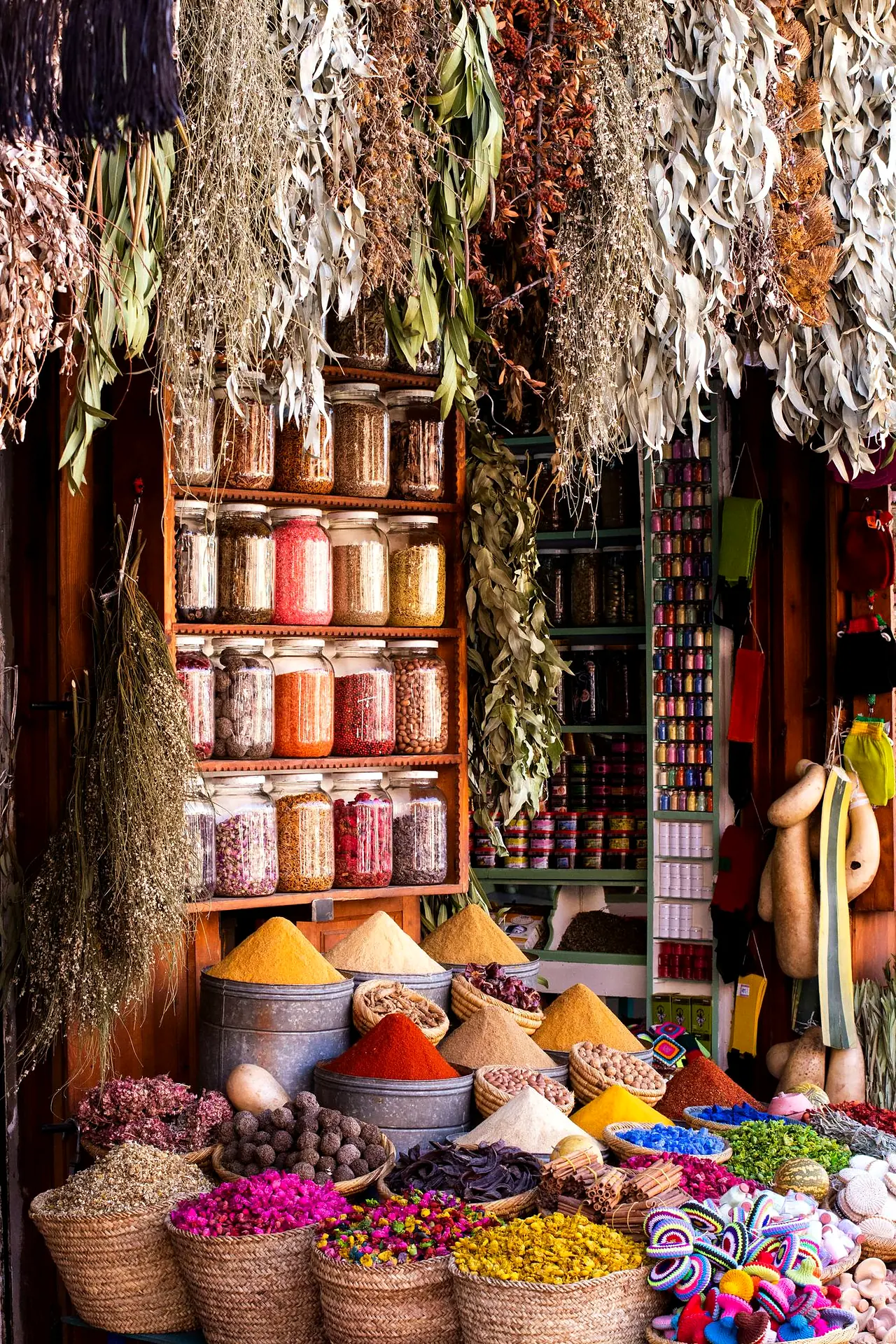 Spice stall in a Marrakech souk