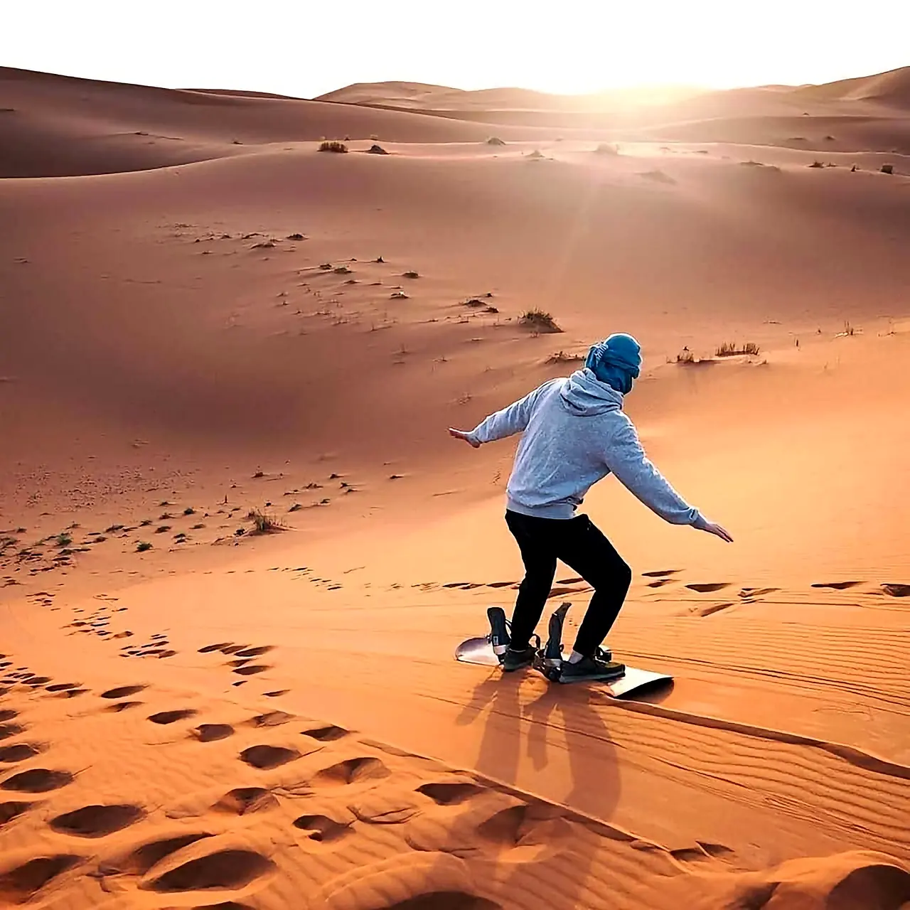 The Erg Chebbi dunes near Merzouga at sunrise